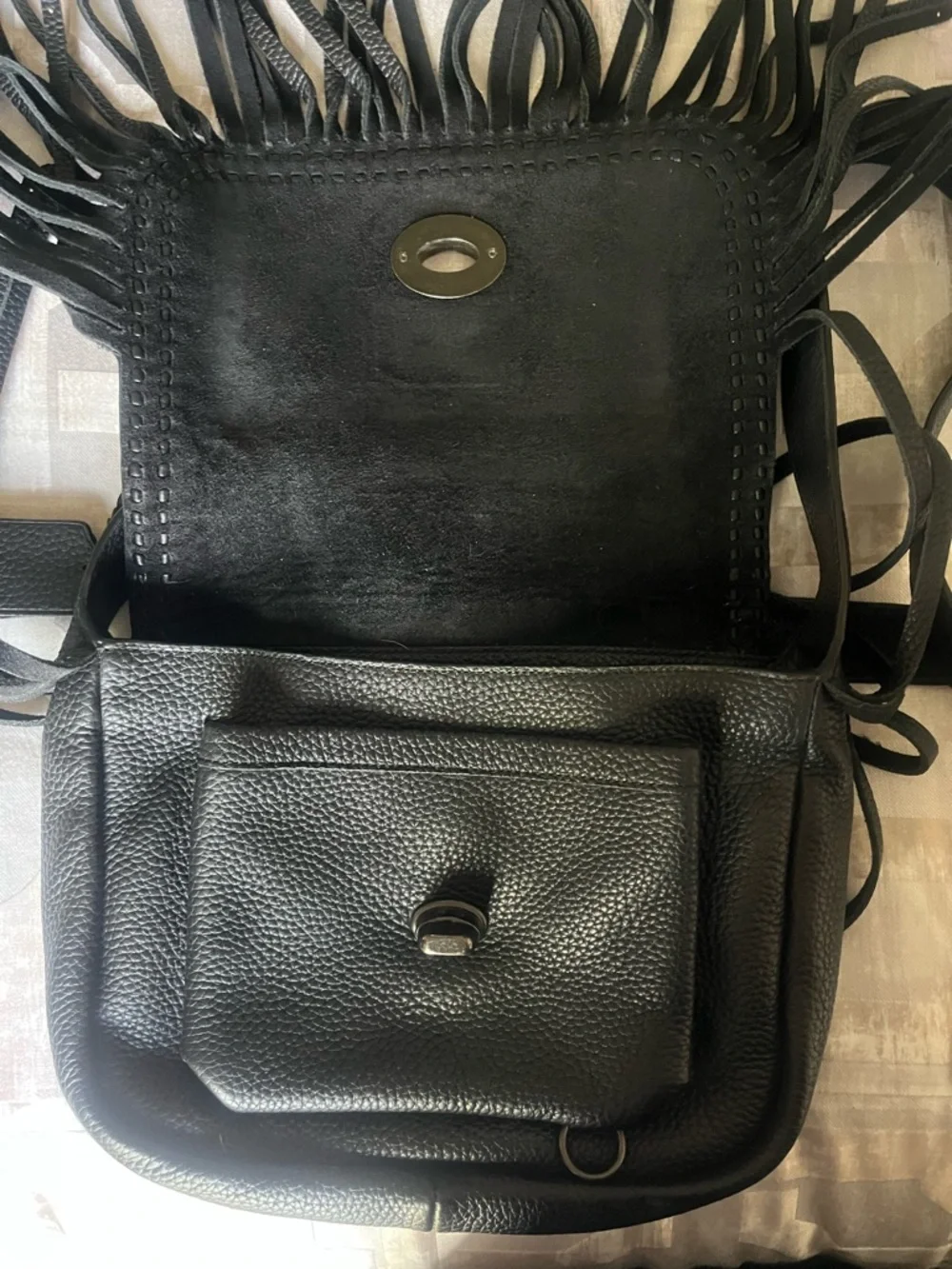 Coach Dakota Fringe Flap Crossbody Bag Black Whiplash  EUC - Picture 9 of 14